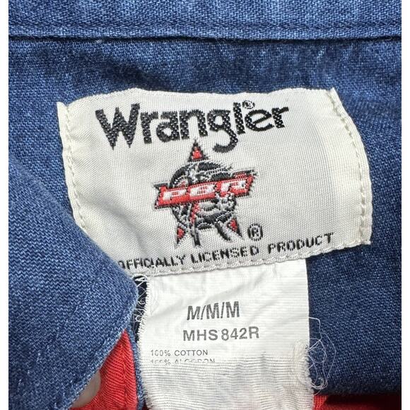 Wrangler Shirt Mens Medium PBR Bull Riding Built Ford Tough Series Denim Collar - Picture 8 of 10